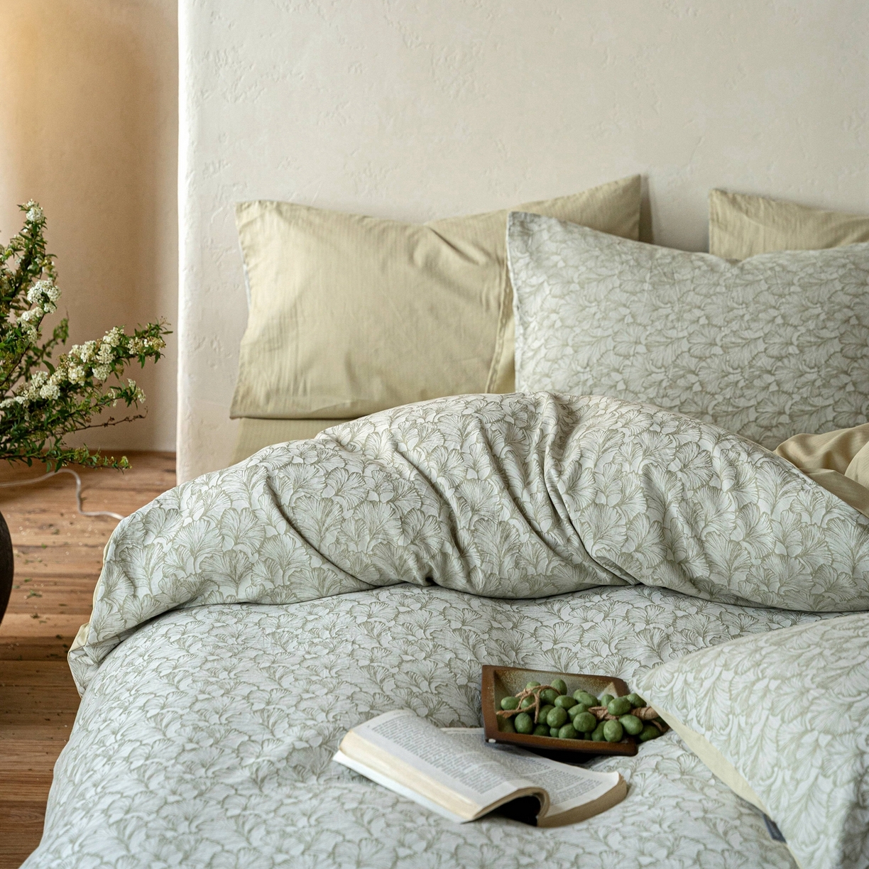 91家纺网 家纺一手货源 找家纺 时光里 2026新款全棉纯棉60支色织水洗提花四件套 杏芷