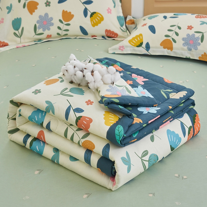 91家纺网 家纺一手货源 找家纺 简如 2026新款印花里外全棉夏凉被四件套 洛洛繁花