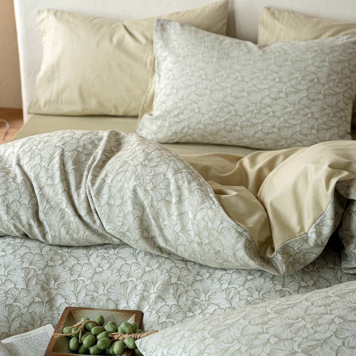 91家纺网 家纺一手货源 找家纺 时光里 2026新款全棉纯棉60支色织水洗提花四件套 杏芷