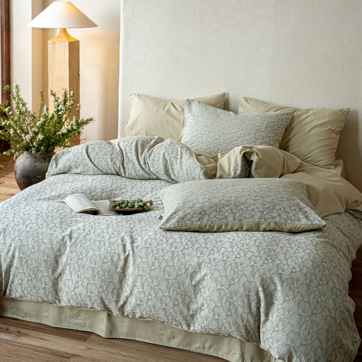 91家纺网 家纺一手货源 找家纺 时光里 2026新款全棉纯棉60支色织水洗提花四件套 杏芷