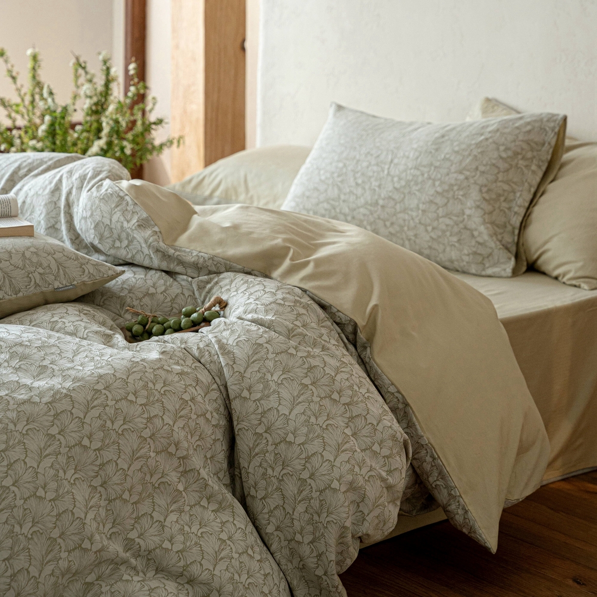 91家纺网 家纺一手货源 找家纺 时光里 2026新款全棉纯棉60支色织水洗提花四件套 杏芷