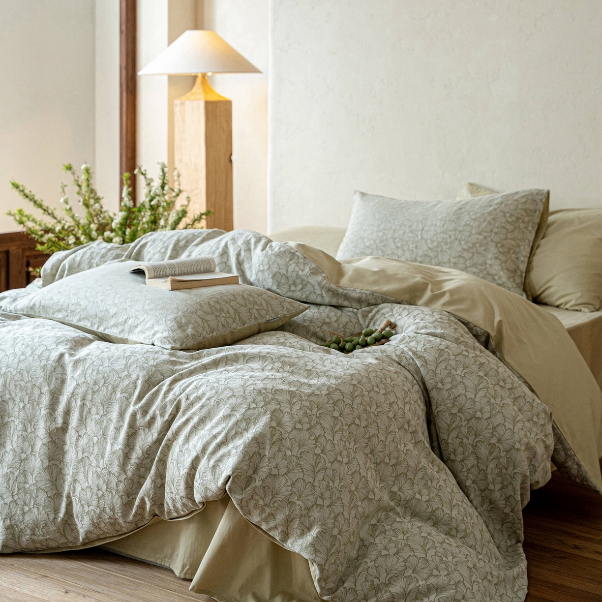 91家纺网 家纺一手货源 找家纺 时光里 2026新款全棉纯棉60支色织水洗提花四件套 杏芷