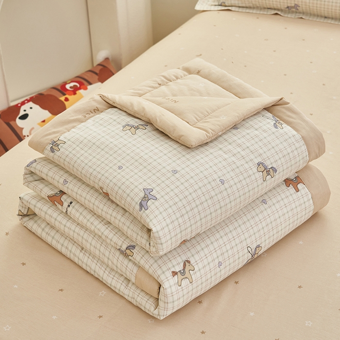 91家纺网 家纺一手货源 找家纺 简如 2026新款印花里外全棉夏凉被四件套 马到成功