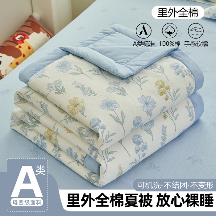 91家纺网 家纺一手货源 找家纺 简如 2026新款印花里外全棉夏凉被四件套 曼谷风情-兰