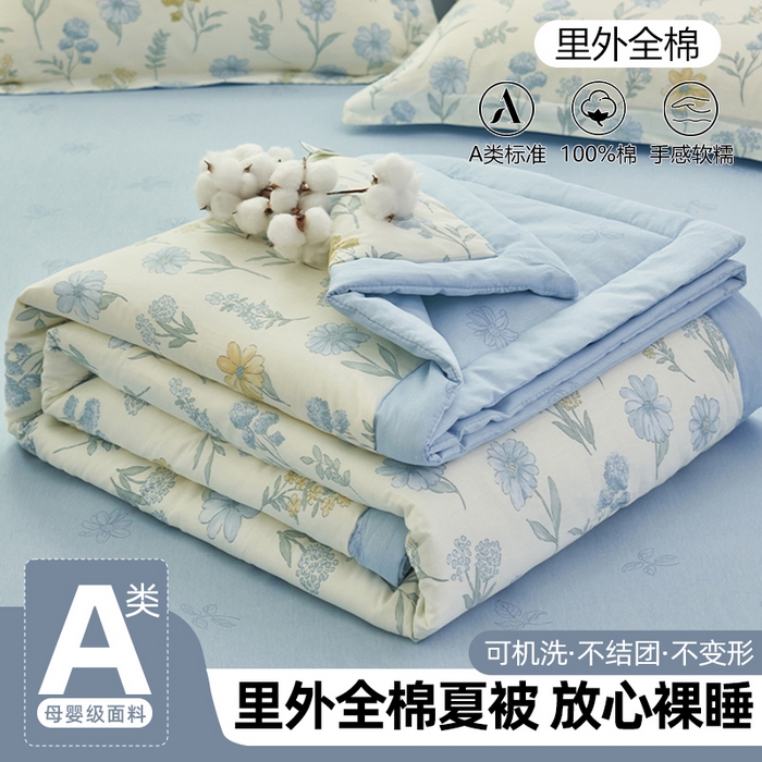 91家纺网 家纺一手货源 找家纺 简如 2026新款印花里外全棉夏凉被四件套 曼谷风情-兰