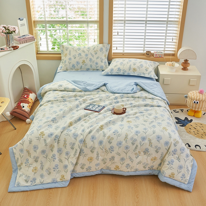 91家纺网 家纺一手货源 找家纺 简如 2026新款印花里外全棉夏凉被四件套 曼谷风情-兰