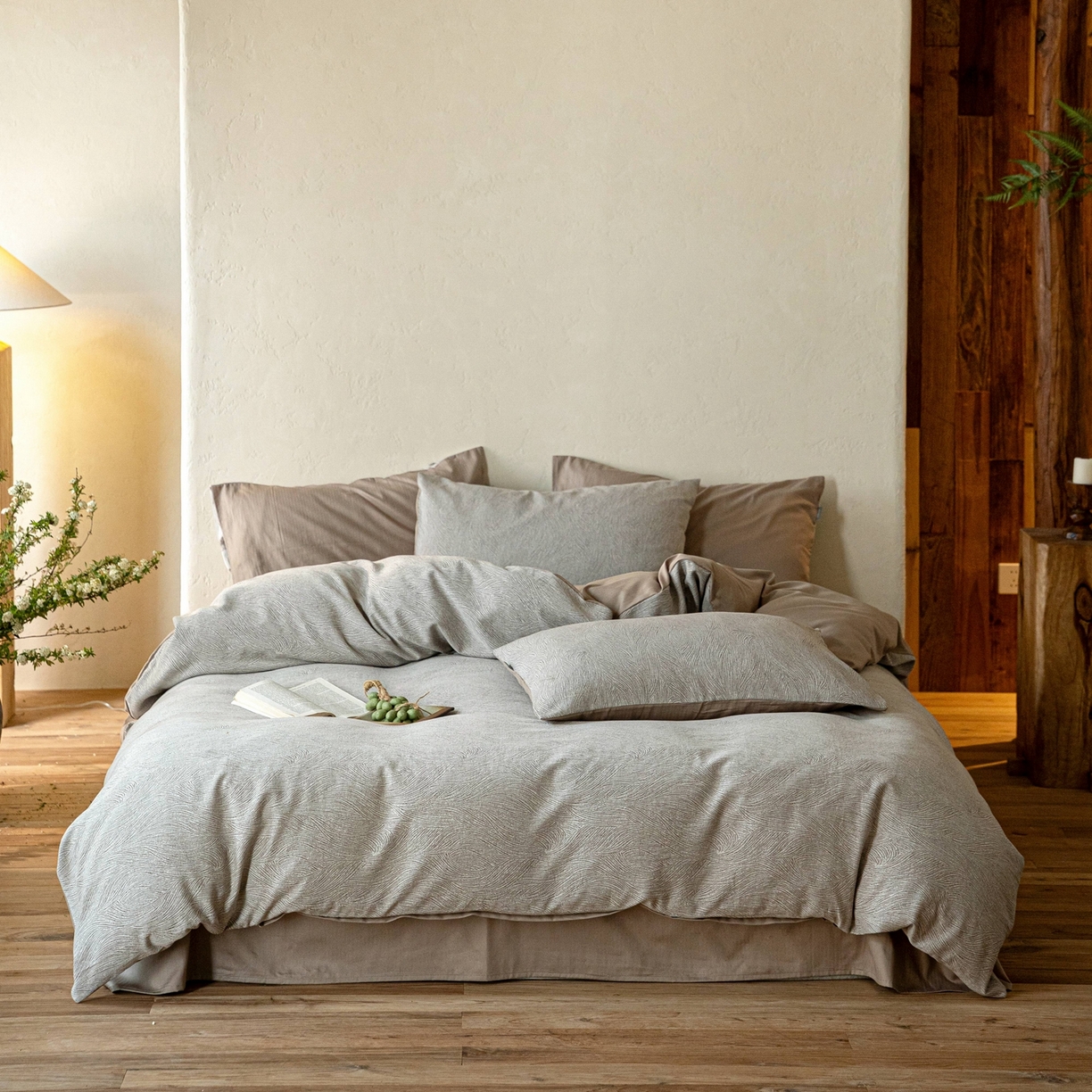 91家纺网 家纺一手货源 找家纺 时光里 2026新款全棉纯棉60支色织水洗提花四件套 一纸流光-琥珀棕