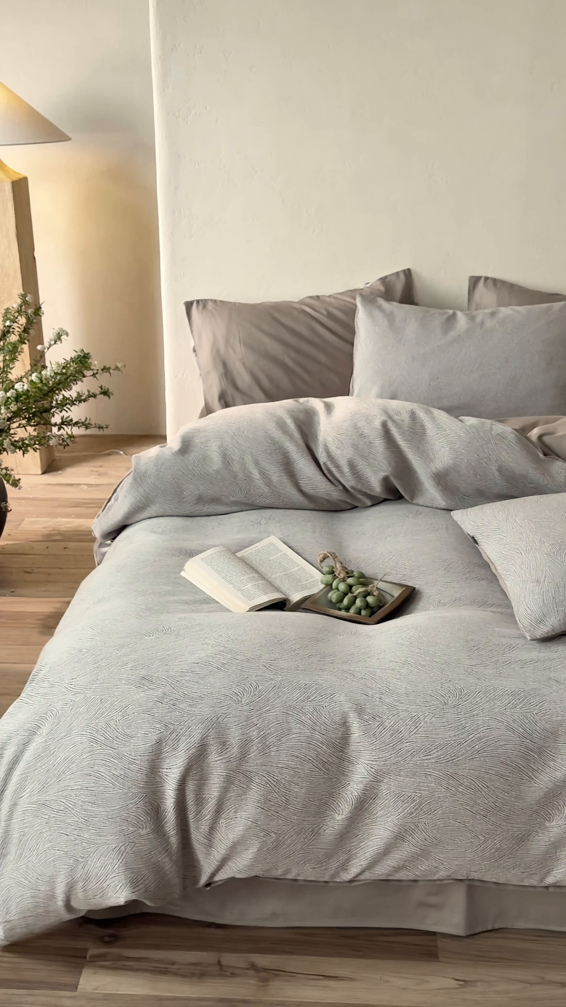 91家纺网 家纺一手货源 找家纺 时光里 2026新款全棉纯棉60支色织水洗提花四件套 一纸流光-琥珀棕