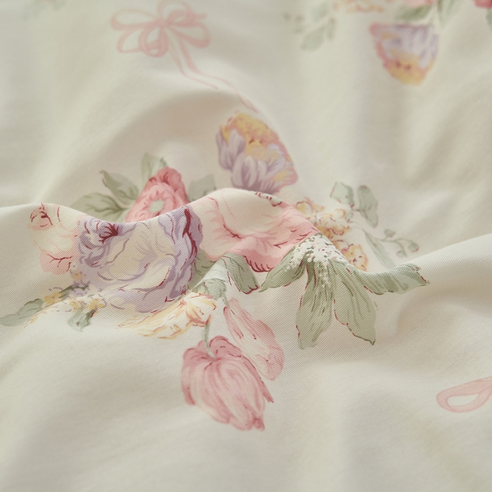 91家纺网 家纺一手货源 找家纺 简如 2026新款印花里外全棉夏凉被四件套 清风花影