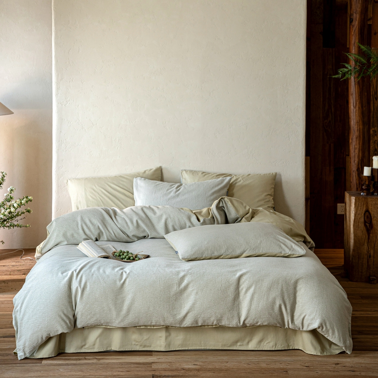 91家纺网 家纺一手货源 找家纺 时光里 2026新款全棉纯棉60支色织水洗提花四件套 一纸流光-绢色