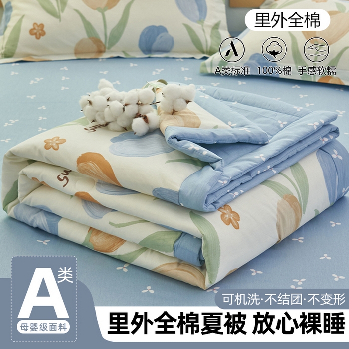 简如 2026新款印花里外全棉夏凉被四件套 秋月私语