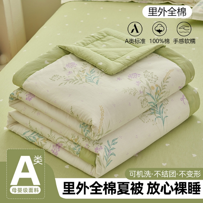 91家纺网 家纺一手货源 找家纺 简如 2026新款印花里外全棉夏凉被四件套 森系觅语