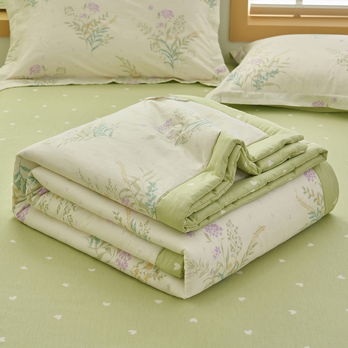 91家纺网 家纺一手货源 找家纺 简如 2026新款印花里外全棉夏凉被四件套 森系觅语