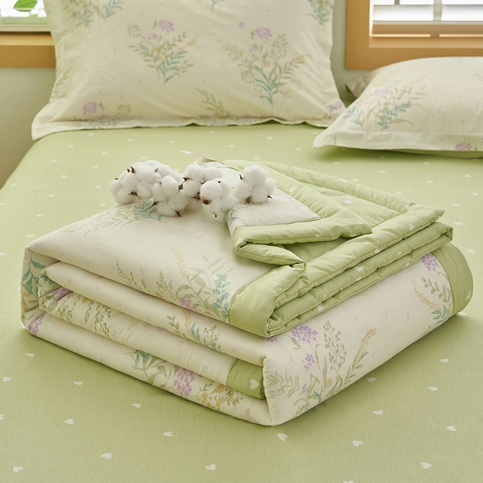 91家纺网 家纺一手货源 找家纺 简如 2026新款印花里外全棉夏凉被四件套 森系觅语