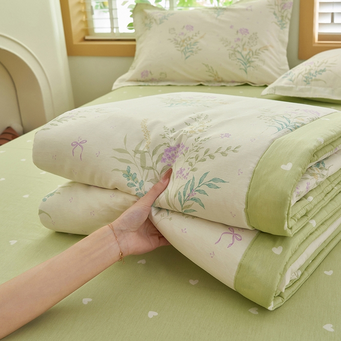 91家纺网 家纺一手货源 找家纺 简如 2026新款印花里外全棉夏凉被四件套 森系觅语