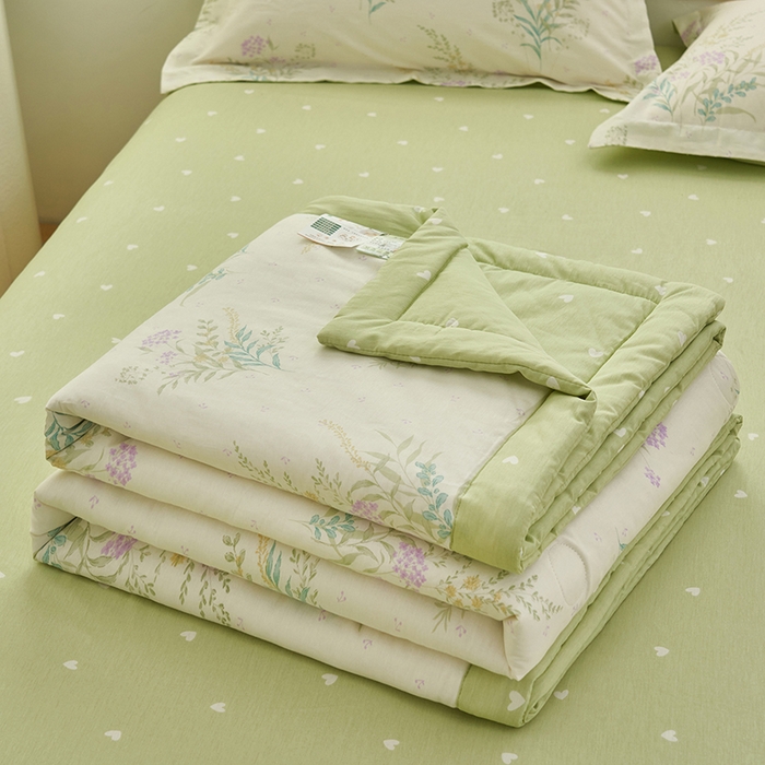 91家纺网 家纺一手货源 找家纺 简如 2026新款印花里外全棉夏凉被四件套 森系觅语