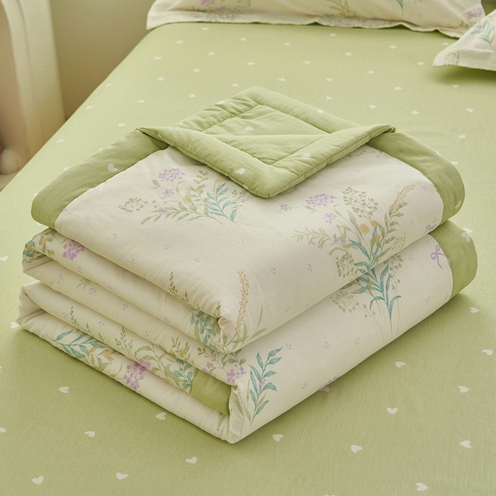 91家纺网 家纺一手货源 找家纺 简如 2026新款印花里外全棉夏凉被四件套 森系觅语