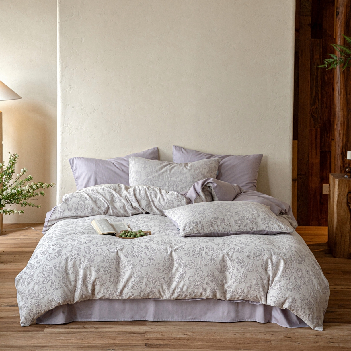 91家纺网 家纺一手货源 找家纺 时光里 2026新款全棉纯棉60支色织水洗提花四件套 予栖--薄色