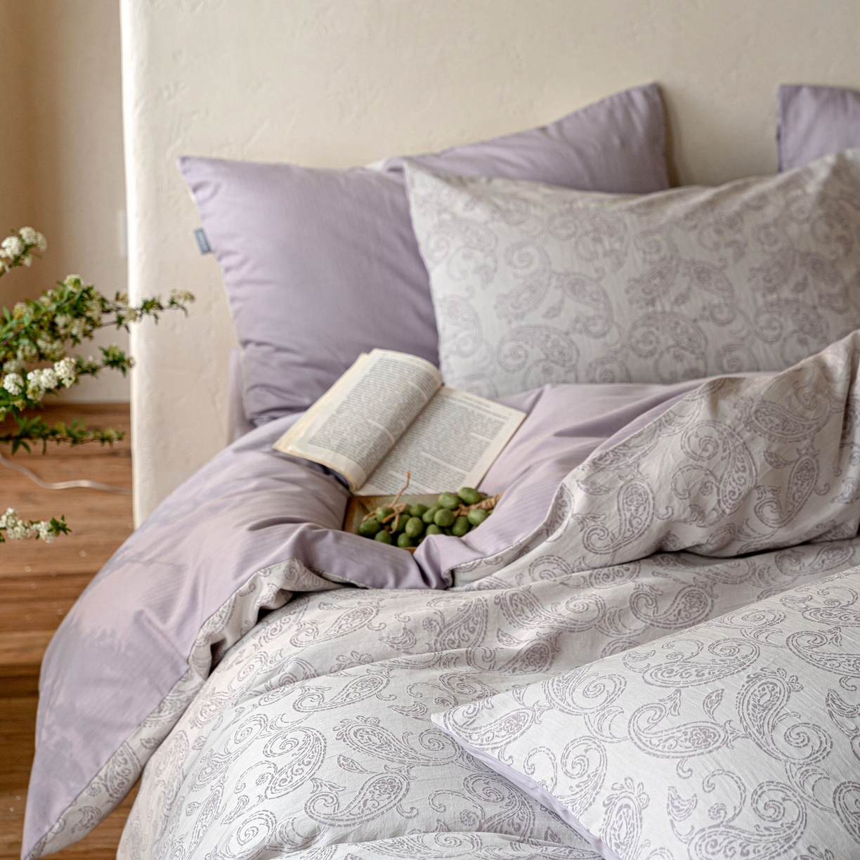 91家纺网 家纺一手货源 找家纺 时光里 2026新款全棉纯棉60支色织水洗提花四件套 予栖--薄色