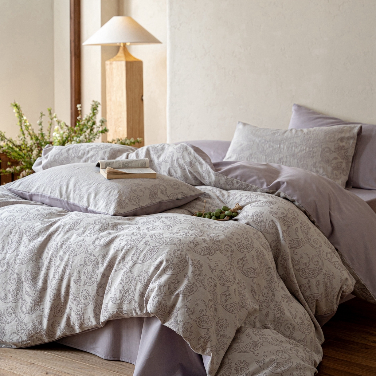 91家纺网 家纺一手货源 找家纺 时光里 2026新款全棉纯棉60支色织水洗提花四件套 予栖--薄色