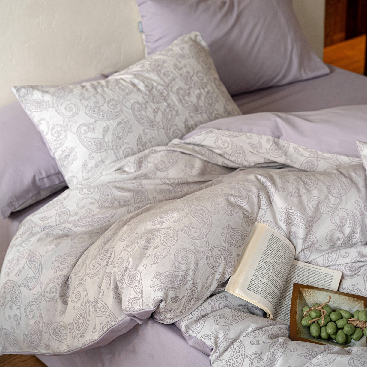 91家纺网 家纺一手货源 找家纺 时光里 2026新款全棉纯棉60支色织水洗提花四件套 予栖--薄色