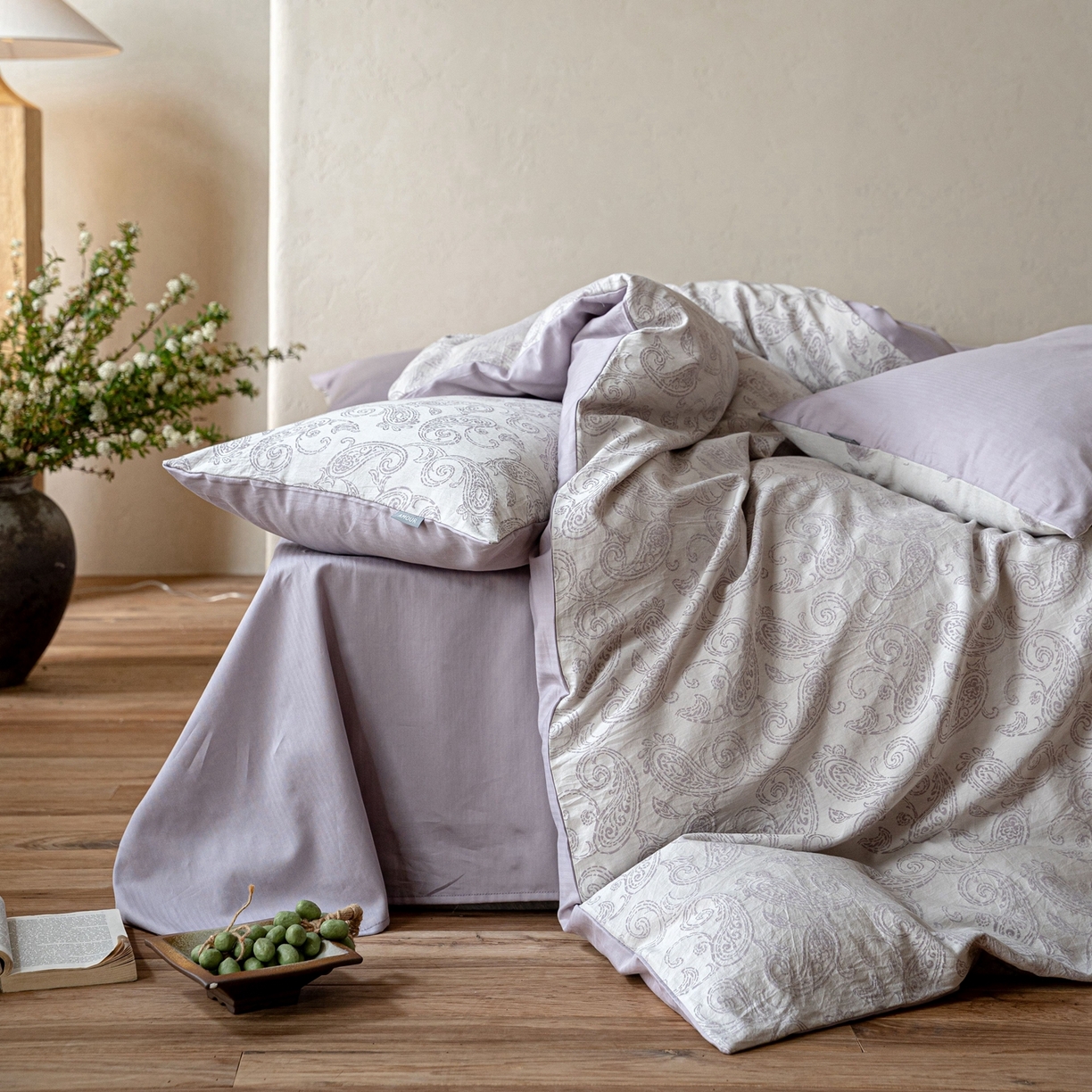 91家纺网 家纺一手货源 找家纺 时光里 2026新款全棉纯棉60支色织水洗提花四件套 予栖--薄色