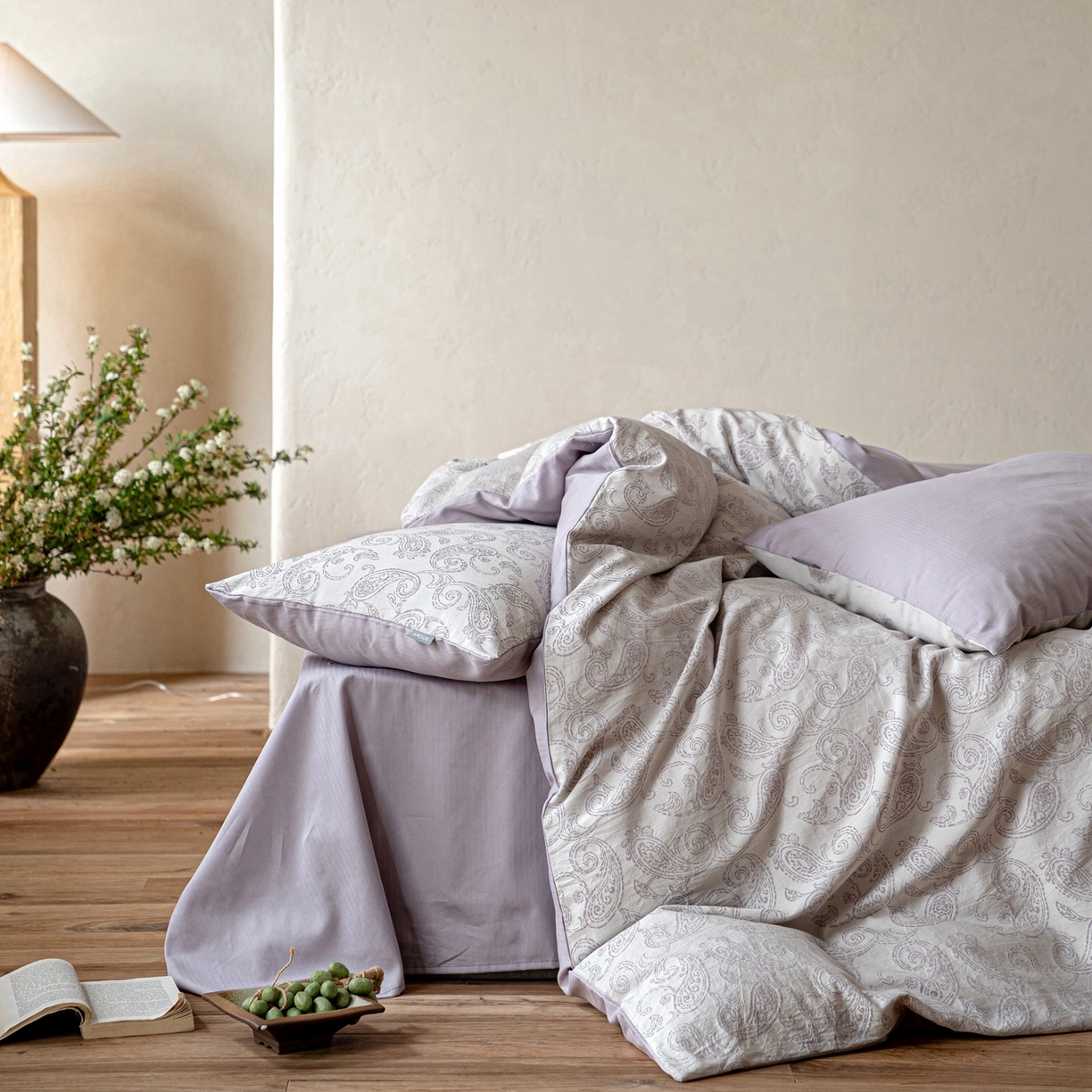 91家纺网 家纺一手货源 找家纺 时光里 2026新款全棉纯棉60支色织水洗提花四件套 予栖--薄色