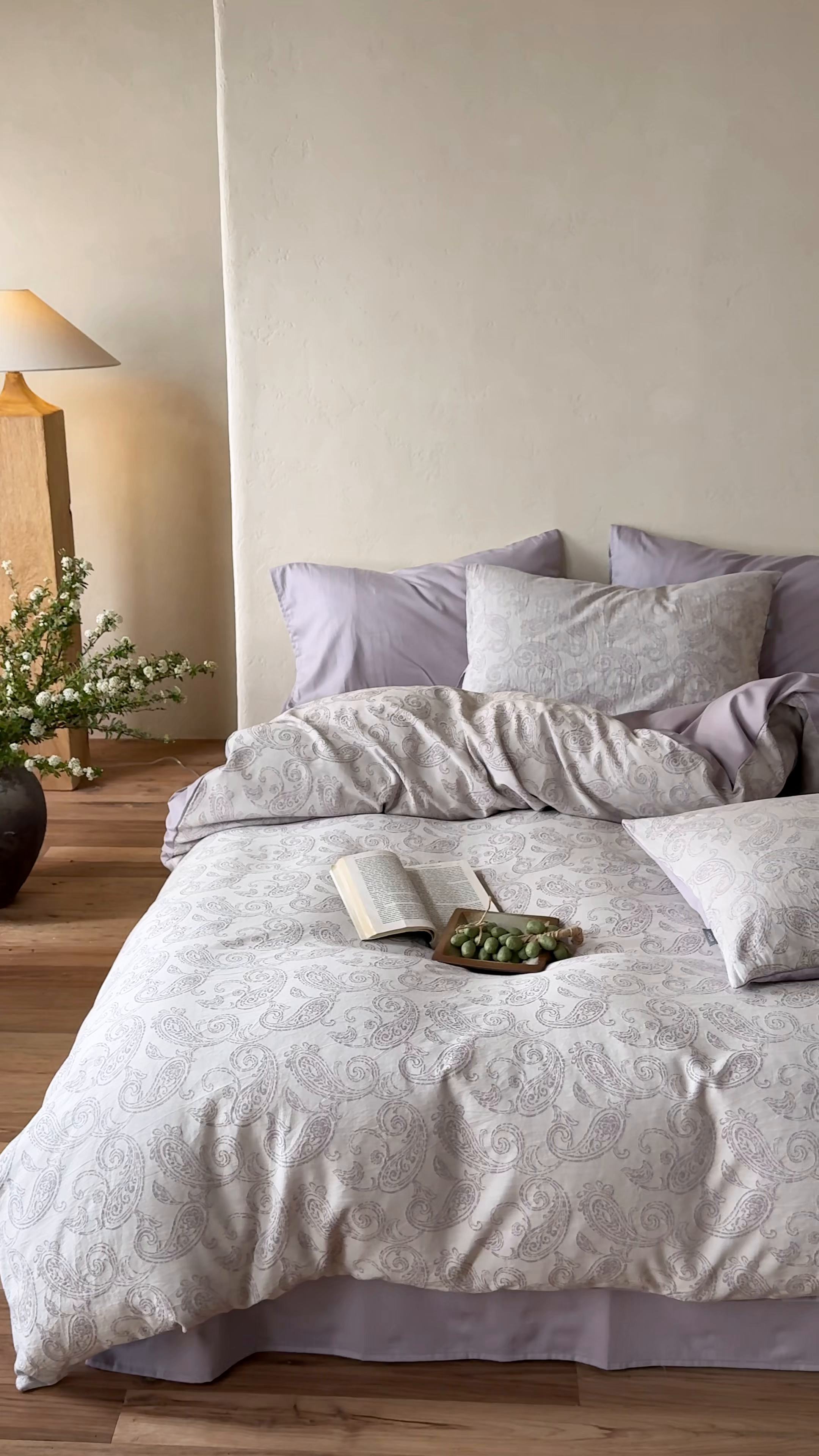 91家纺网 家纺一手货源 找家纺 时光里 2026新款全棉纯棉60支色织水洗提花四件套 予栖--薄色