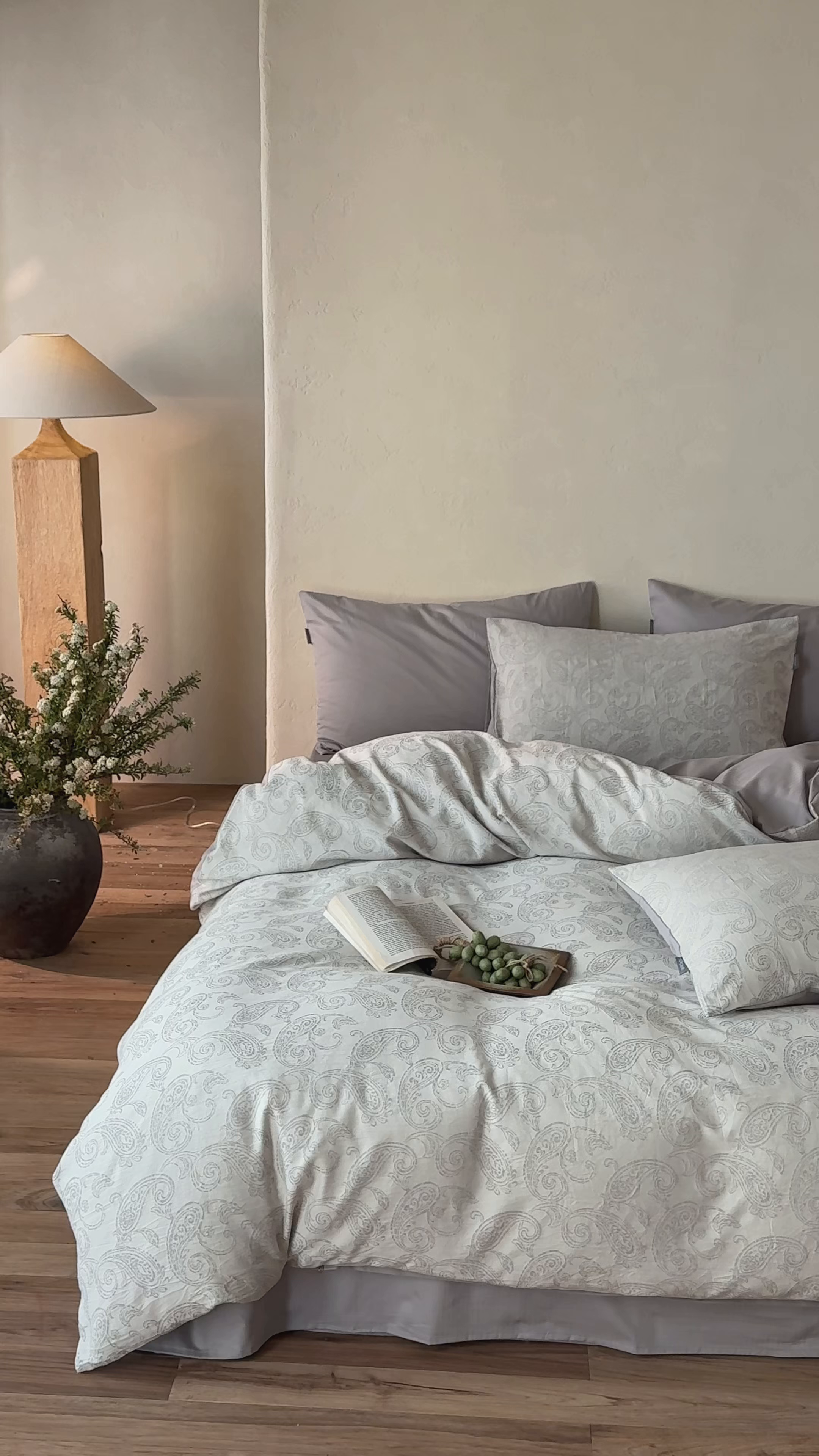 91家纺网 家纺一手货源 找家纺 时光里 2026新款全棉纯棉60支色织水洗提花四件套 予栖--米灰