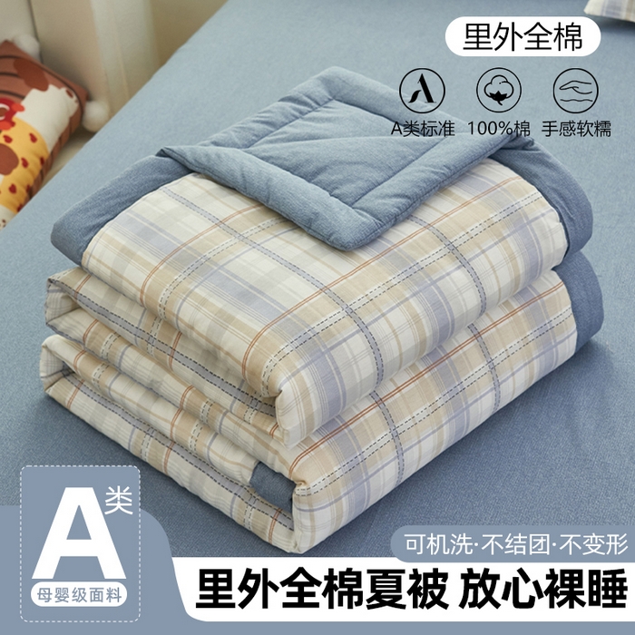 91家纺网 家纺一手货源 找家纺 简如 2026新款印花里外全棉夏凉被四件套 英伦风尚