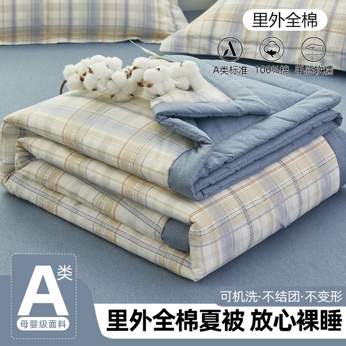 91家纺网 家纺一手货源 找家纺 简如 2026新款印花里外全棉夏凉被四件套 英伦风尚