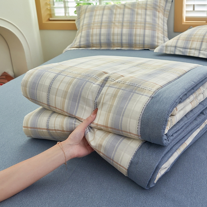 91家纺网 家纺一手货源 找家纺 简如 2026新款印花里外全棉夏凉被四件套 英伦风尚