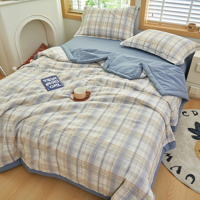 91家纺网 家纺一手货源 找家纺 简如 2026新款印花里外全棉夏凉被四件套 英伦风尚