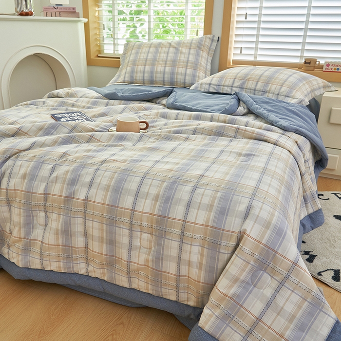 91家纺网 家纺一手货源 找家纺 简如 2026新款印花里外全棉夏凉被四件套 英伦风尚