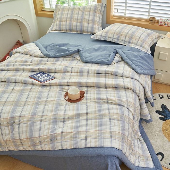 91家纺网 家纺一手货源 找家纺 简如 2026新款印花里外全棉夏凉被四件套 英伦风尚