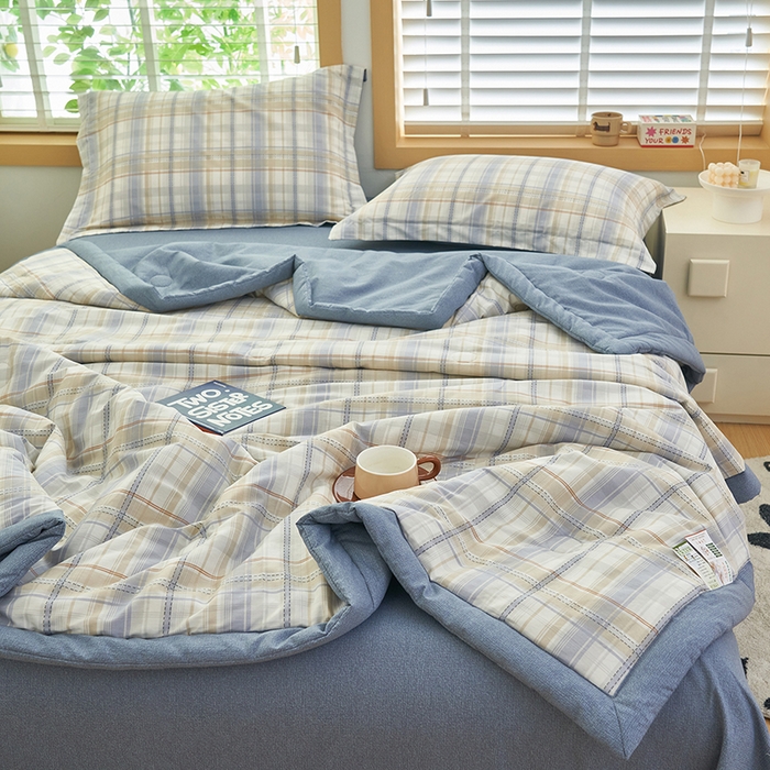 91家纺网 家纺一手货源 找家纺 简如 2026新款印花里外全棉夏凉被四件套 英伦风尚