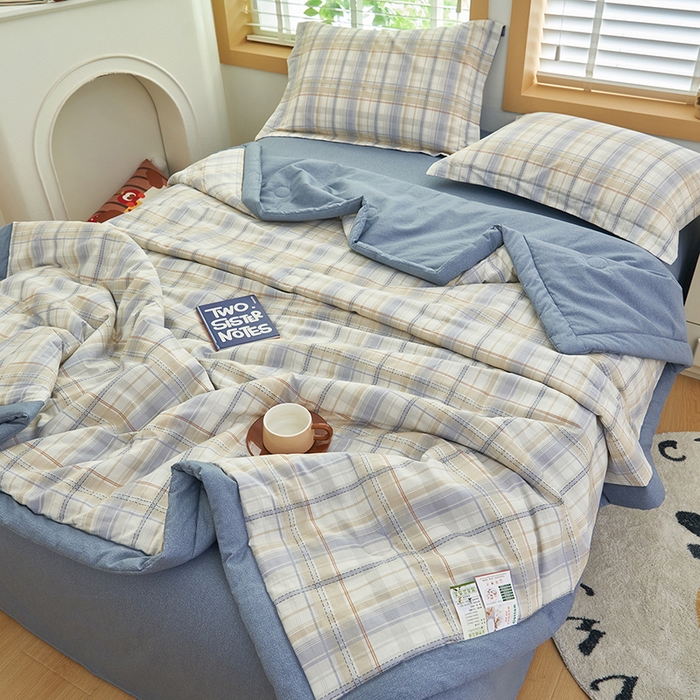 91家纺网 家纺一手货源 找家纺 简如 2026新款印花里外全棉夏凉被四件套 英伦风尚