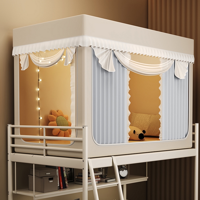 91家纺网 家纺一手货源 找家纺 （总）无瑕家居 2026新款全强遮光大学生蚊帐坐床蚊帐一体式三开门蚊帐学生款宿舍蚊帐上下铺宿舍蚊帐