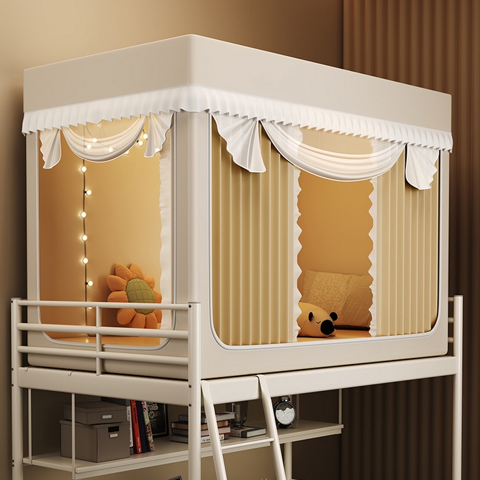 91家纺网 家纺一手货源 找家纺 （总）无瑕家居 2026新款全强遮光大学生蚊帐坐床蚊帐一体式三开门蚊帐学生款宿舍蚊帐上下铺宿舍蚊帐