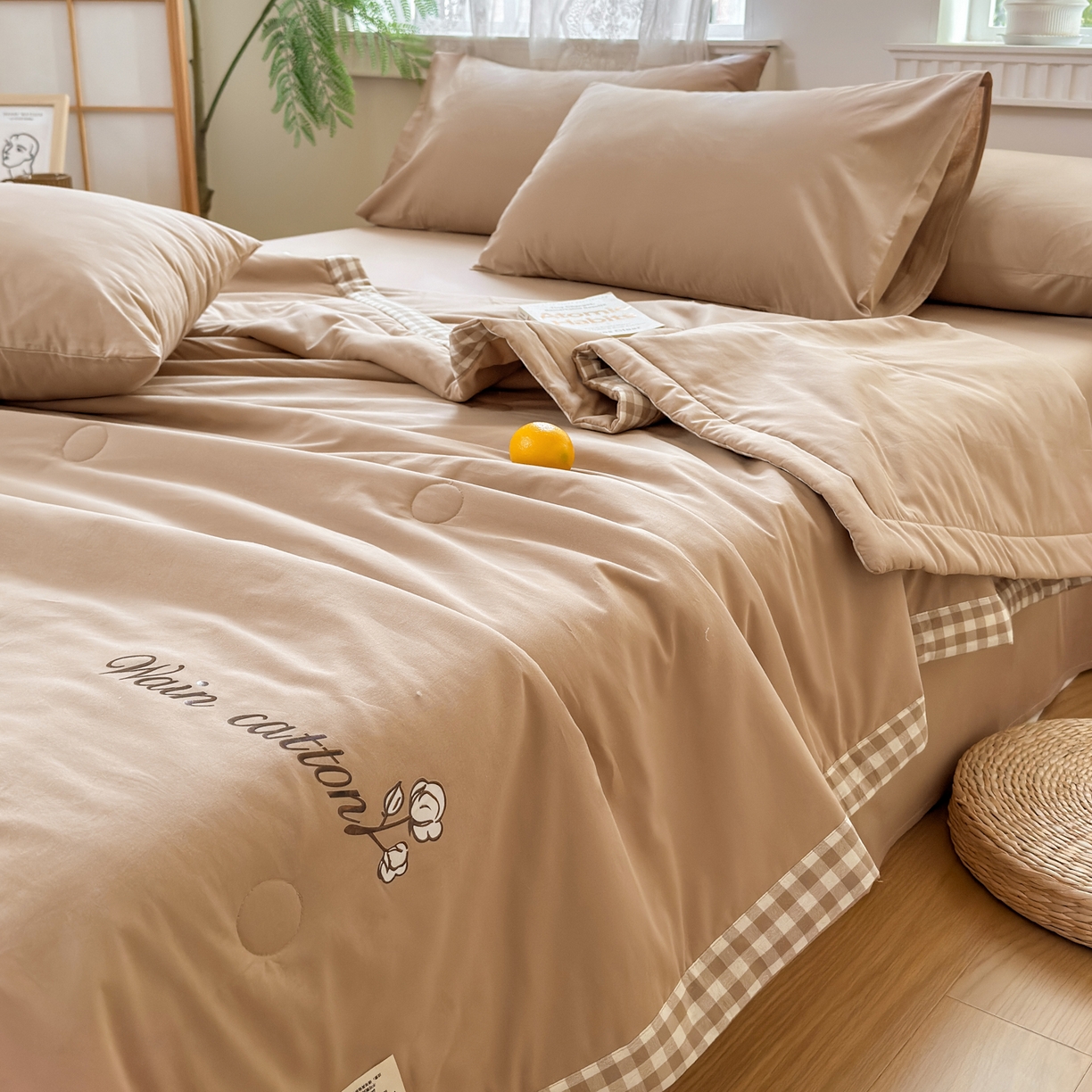 91家纺网 家纺一手货源 找家纺 （总）雯雨家纺 2026新款全棉水洗棉棉花夏凉被-简森系列