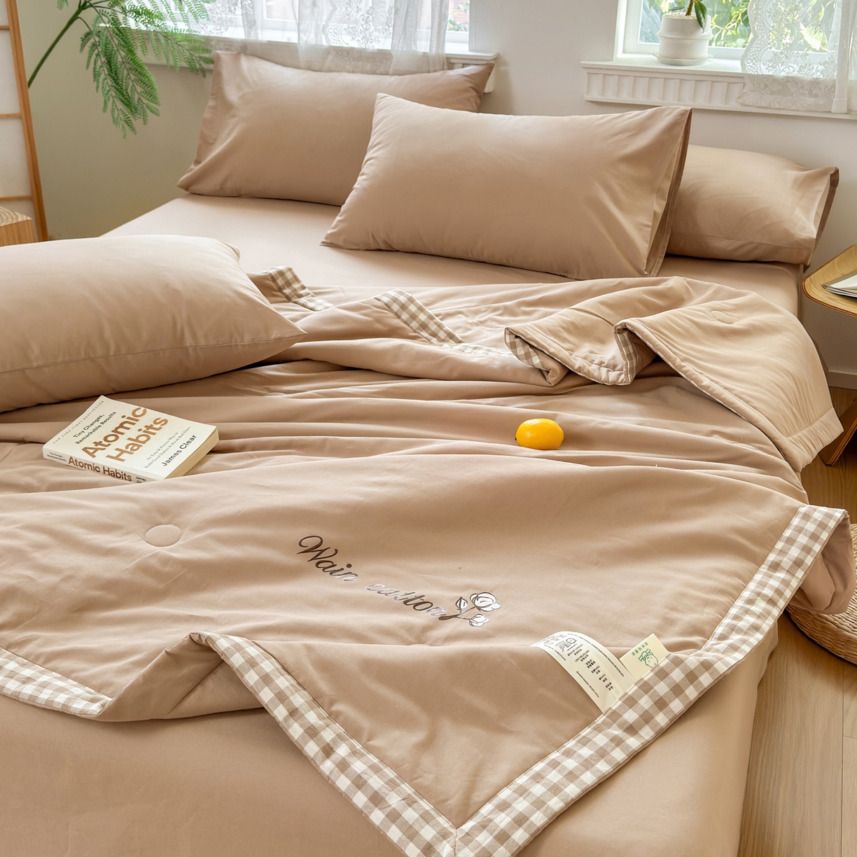 91家纺网 家纺一手货源 找家纺 雯雨家纺 2026新款全棉水洗棉棉花夏凉被-简森系列 简森-冰山驼