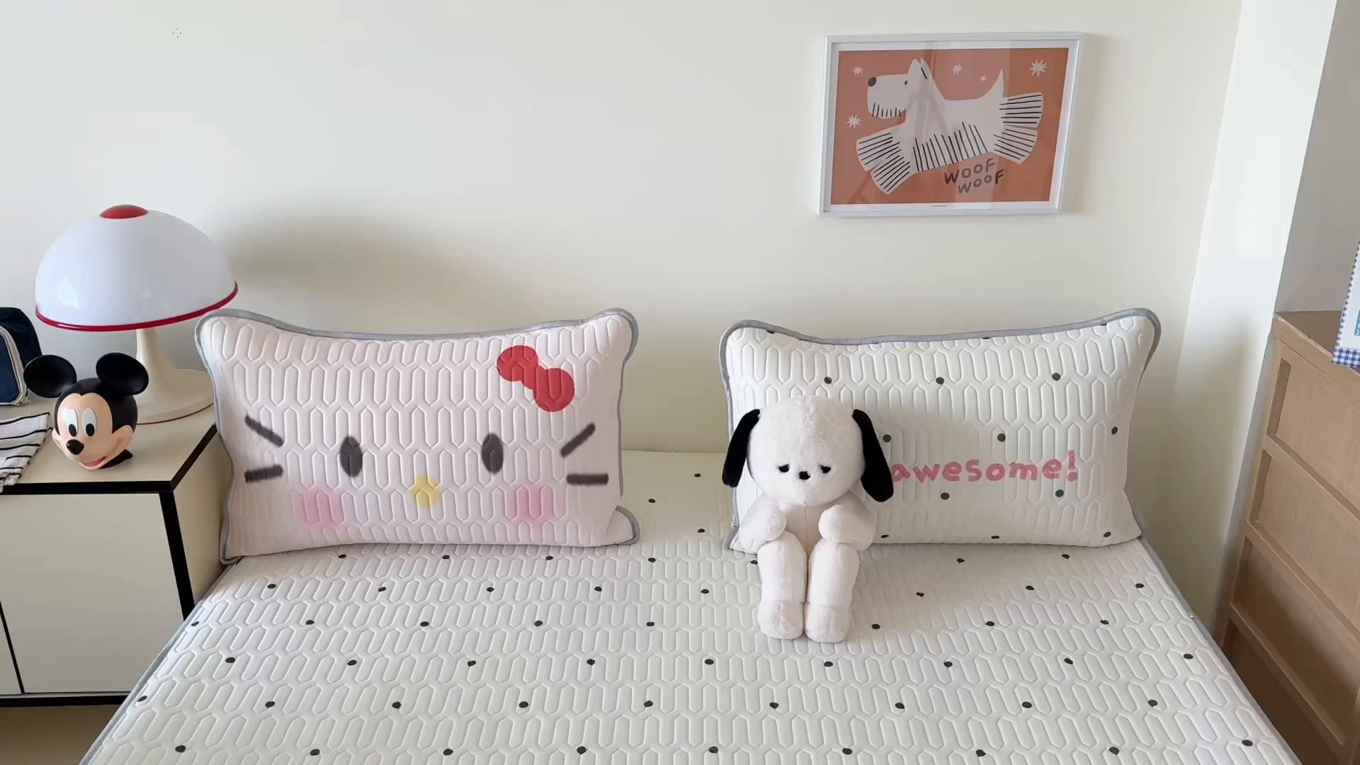 91家纺网 家纺一手货源 找家纺 顾里家纺 2026新款ins大版卡通乳胶席凉席席子 波点蛋糕猫