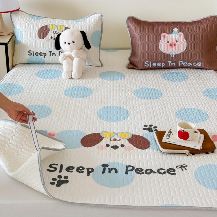 91家纺网 家纺一手货源 找家纺 顾里家纺 2026新款ins大版卡通乳胶席凉席席子 波点好友