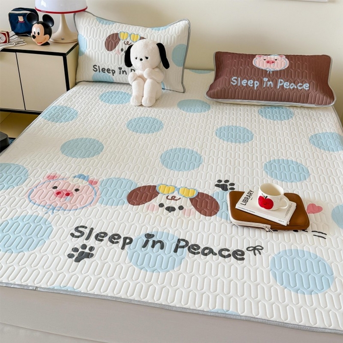 91家纺网 家纺一手货源 找家纺 顾里家纺 2026新款ins大版卡通乳胶席凉席席子 波点好友