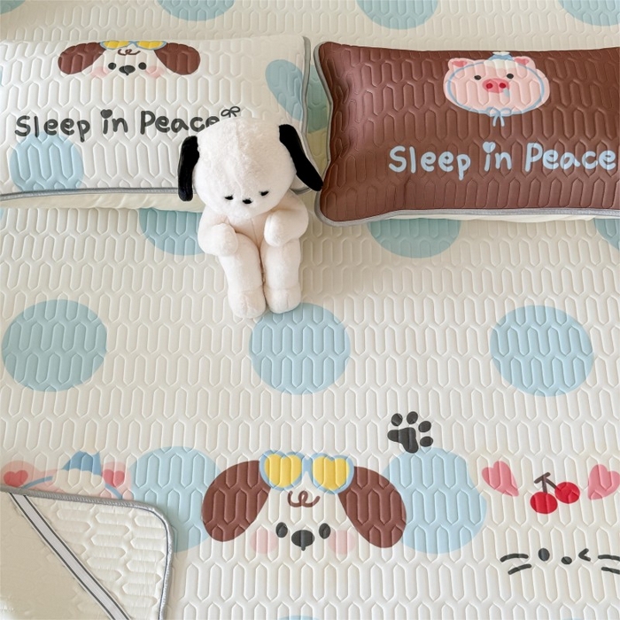 91家纺网 家纺一手货源 找家纺 顾里家纺 2026新款ins大版卡通乳胶席凉席席子 波点好友