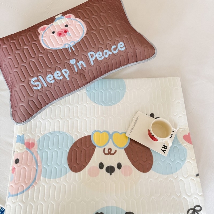 91家纺网 家纺一手货源 找家纺 顾里家纺 2026新款ins大版卡通乳胶席凉席席子 波点好友