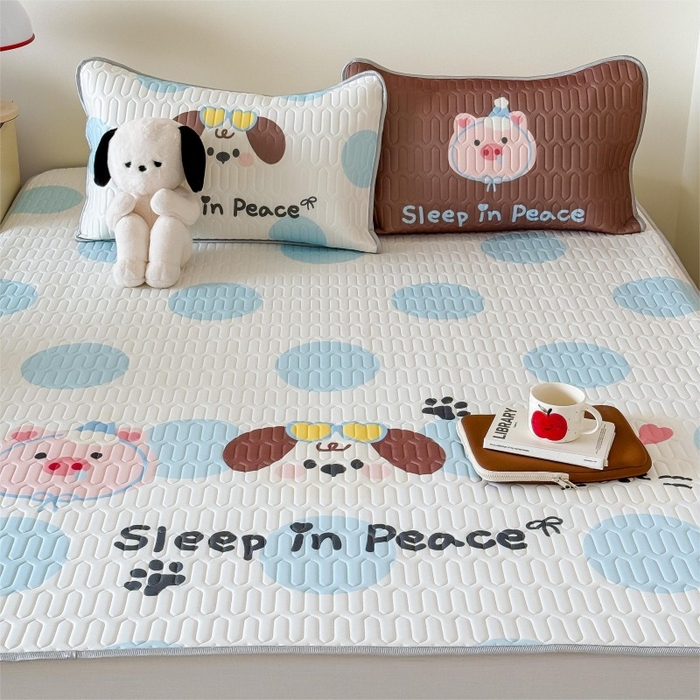 91家纺网 家纺一手货源 找家纺 顾里家纺 2026新款ins大版卡通乳胶席凉席席子 波点好友