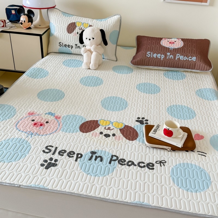 91家纺网 家纺一手货源 找家纺 顾里家纺 2026新款ins大版卡通乳胶席凉席席子 波点好友