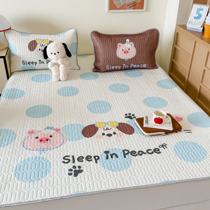 91家纺网 家纺一手货源 找家纺 顾里家纺 2026新款ins大版卡通乳胶席凉席席子 波点好友