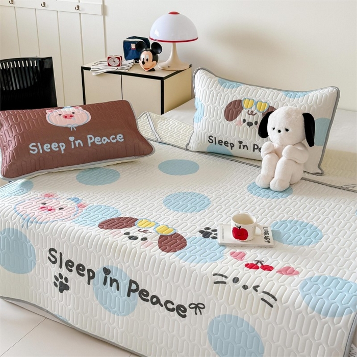 91家纺网 家纺一手货源 找家纺 顾里家纺 2026新款ins大版卡通乳胶席凉席席子 波点好友